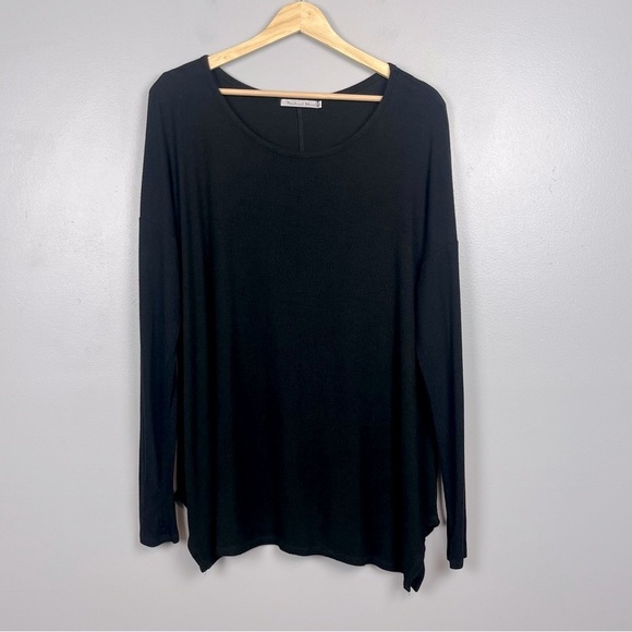 Michael Stars black rayon Lycra ribbed  boatneck top, OS. - Picture 1 of 8